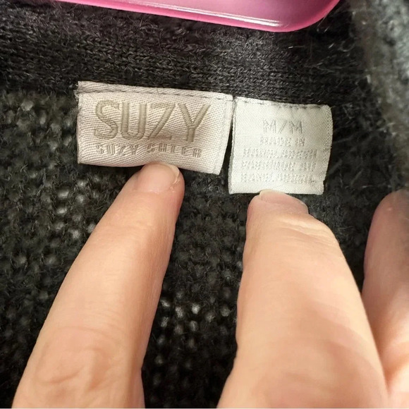 Suzy Shier Cardigan Open Front Grey Size Medium - Picture 8 of 16